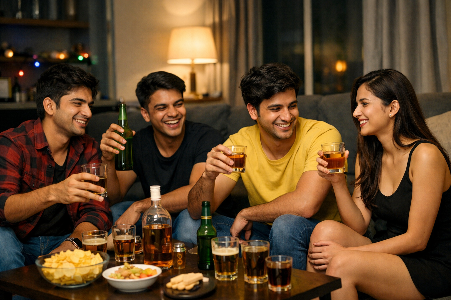 फ्लैट पर आरोपी एक छात्रा के साथ शराब पार्टी कर रहे थे। (फोटो- एआई जनरेटेड)