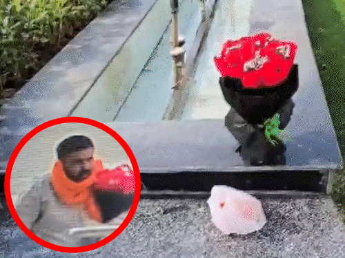 आरोपी कार लेकर दिल्ली विधानसभा के गेट नंबर 2 से घुसा और स्पीकर की गाड़ी में गुलदस्ता रखकर भाग गया था। - Dainik Bhaskar