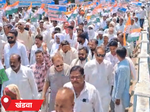 खंडवा में करीब 5 हजार किसान प्रदर्शन करने पहुंचे।