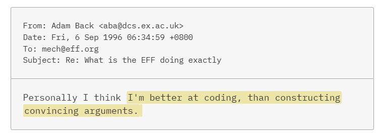 न्यूयॉर्क टाइम्स के जर्नलिस्ट ने कई पैमानों पर सतोशी नाकामोटो और एडम बैक की राइटिंग स्टाइल की जांच की है।