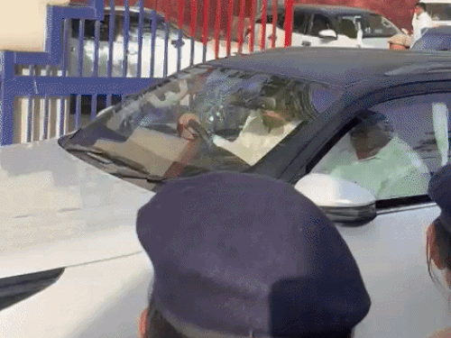 हिसार सेंट्रल जेल-2 से निकलता रामपाल का काफिला।