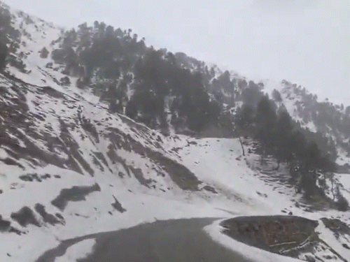 जम्मू-कश्मीर के कुपवाड़ा में बर्फबारी हुई।