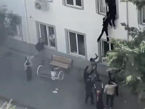 During the firing, many students were trying to save their lives by jumping from the second floor of the school.