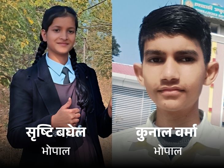 भोपाल के कुनाल वर्मा ने साइंस स्ट्रीम में 91% और सृष्टि बघेल ने कॉमर्स में 96% (480/500) अंक प्राप्त किए हैं।