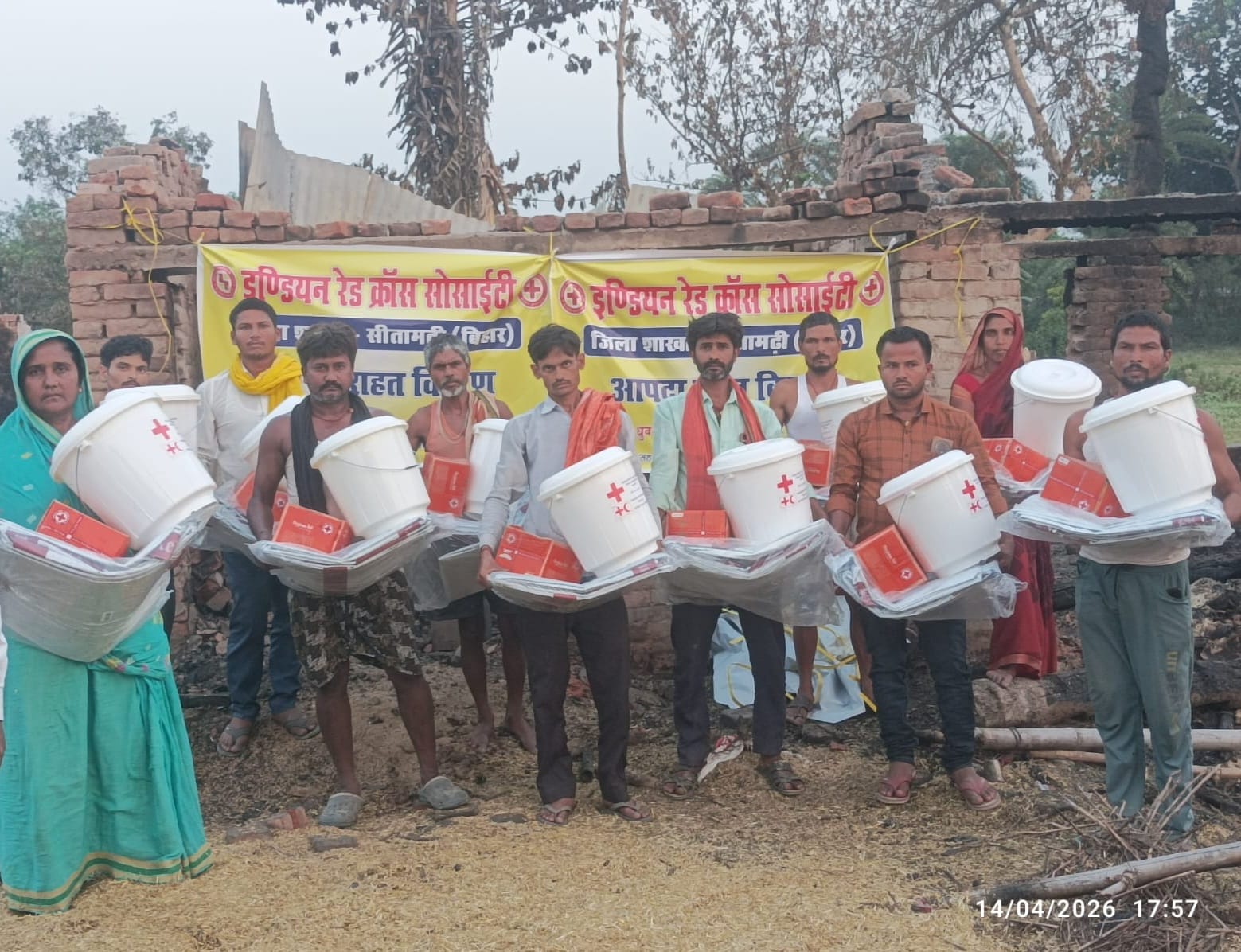 Red Cross distributed relief materials to fire victims