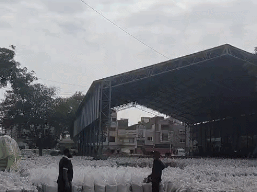 सिरसा अनाज मंडी में खुले में रखा गेहूं