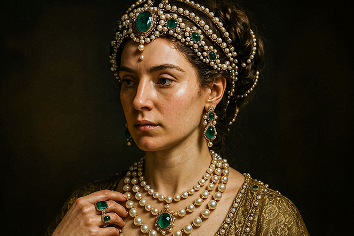 रानी लोलिया पॉलिना की प्रतीकात्मक तस्वीर, जिसे रोमन एंपायर टाइम्स ने साल 2025 में छापा था।