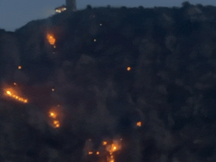 पहाड़ी पर लगी आग करीब 10 किलोमीटर दूर से नजर आ रही थी।