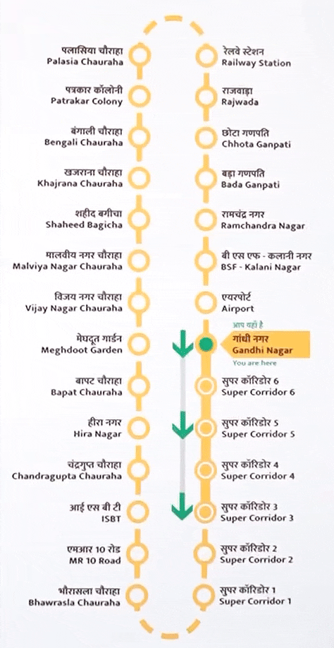 ये स्टेशन इंदौर मेट्रो येलो लाइन रूट पर होंगे।