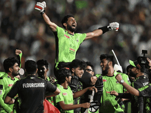 Lahore Qalandars player Sikandar Raza was lifted on the shoulders by his fellow players after the victory.