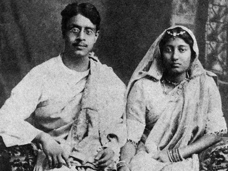 Photograph of Satyajit Ray's father and mother.