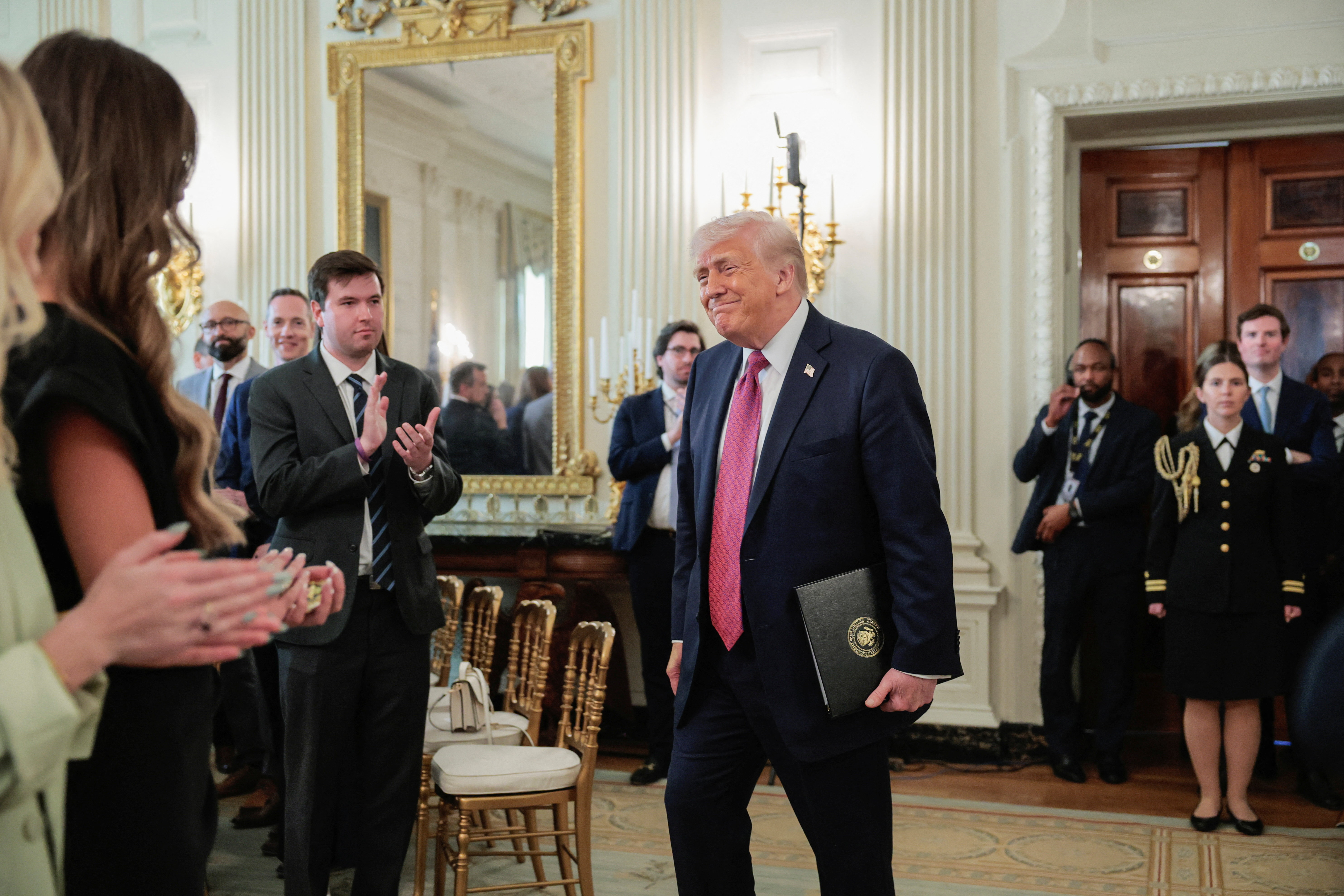 राष्ट्रपति ट्रम्प व्हाइट हाउस में बुधवार को एक कार्यक्रम में शामिल हुए।