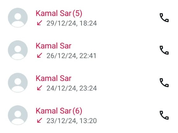 महिला ने कॉल लॉग का स्क्रीनशॉट भी शेयर किया है।