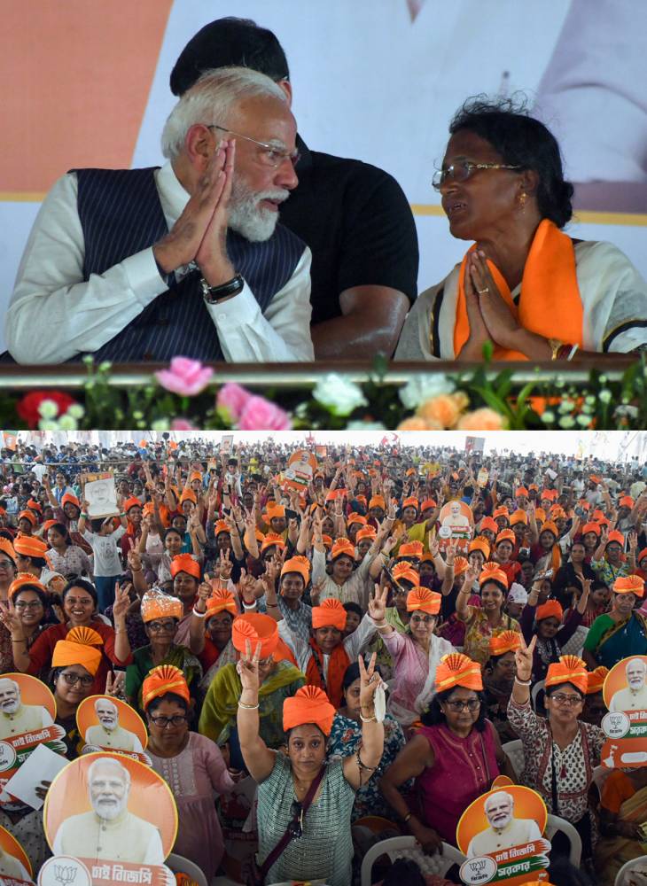 24 अप्रैल की फोटो, जब PM मोदी पानीहाटी में चुनावी सभा करने आए।