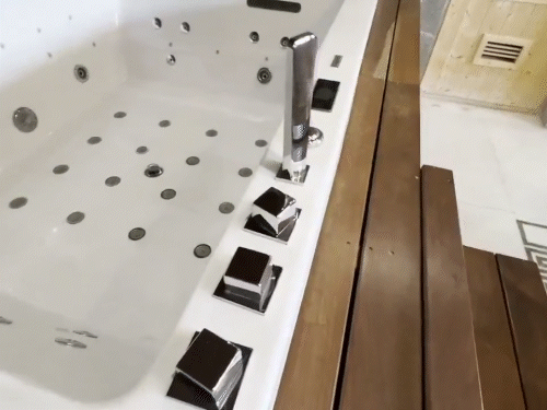 बाथरूम में काफी महंगा जकूजी (बाथटब) लगाया गया है।