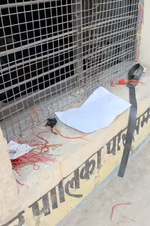 संभल में कलावा काटा गया। इसके अलावा बेल्ट और कंगन भी उतरवाए गए।