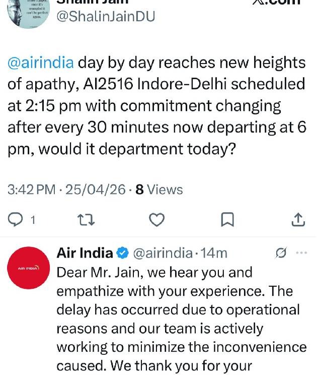 एयर इंडिया की दिल्ली-इंदौर फ्लाइट में मचा हड़कप, गर्मी में बिना AC के कई यात्रियों की तबियत हुई खराब, रद्द हुई उड़ान