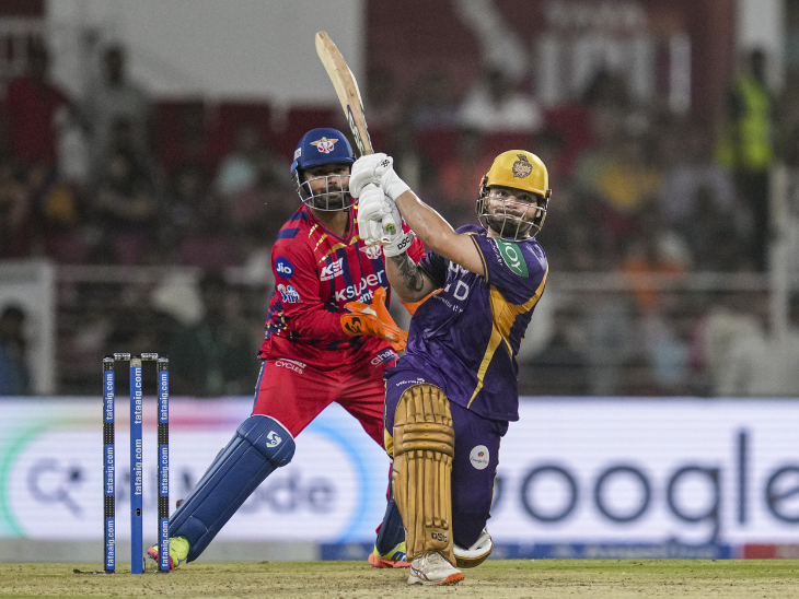 पारी के अंतिम ओवर में रिंकू ने दिग्वेश को 4 छक्के मारे।