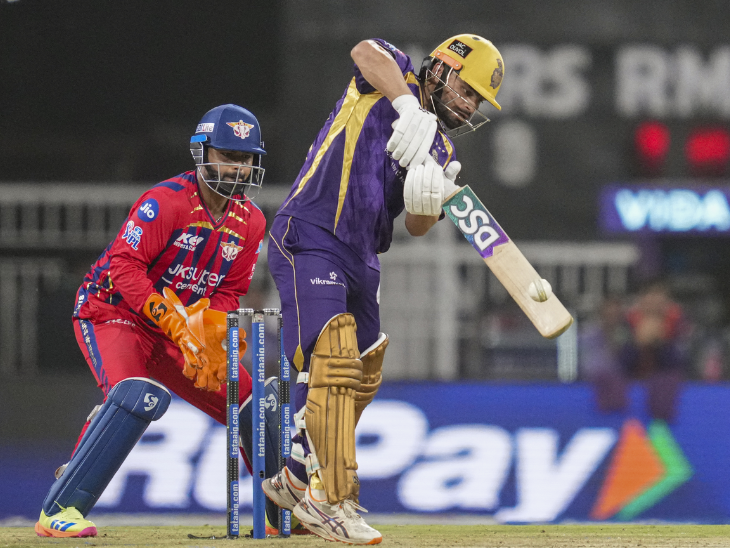 रिंकू ने फिफ्टी लगाते हुए KKR को 155/7 के स्कोर पर पहुंचाया।