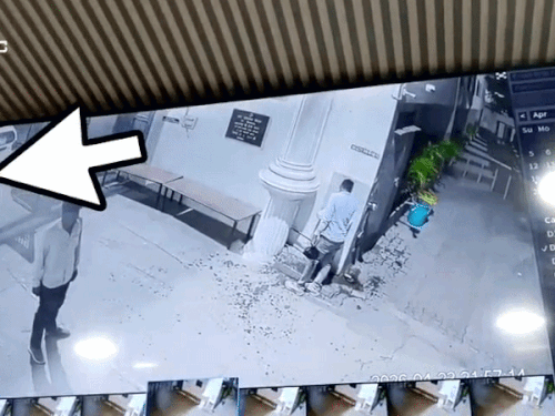 युवक के साथ धर्मशाला में एंट्री करते हुए महिला दलाल