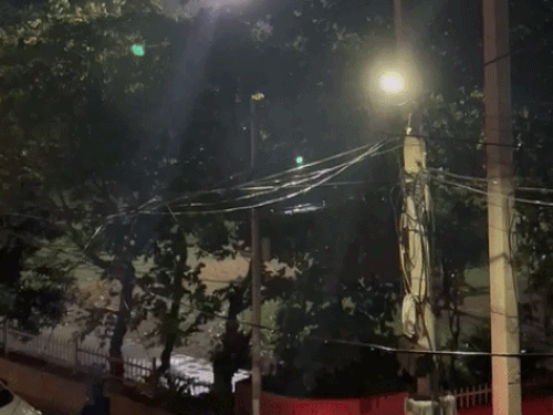 हिसार में रात करीब साढ़े 11 बजे तेज बारिश से मौसम बदल गया। - Dainik Bhaskar