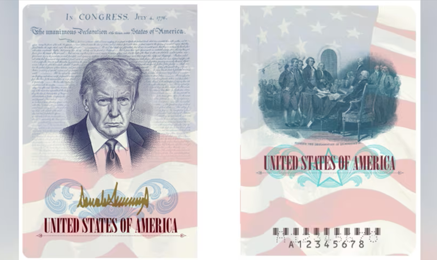 पासपोर्ट में राष्ट्रपति ट्रम्प की तस्वीर के साथ उनका गोल्डन सिग्नेचर भी होगा।