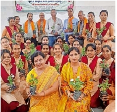 151 flower and 50 Tulsi plants distributed under community programme