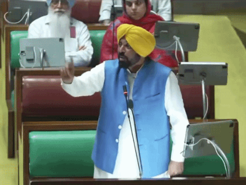 CM Bhagwant Mann speaking in the Assembly.