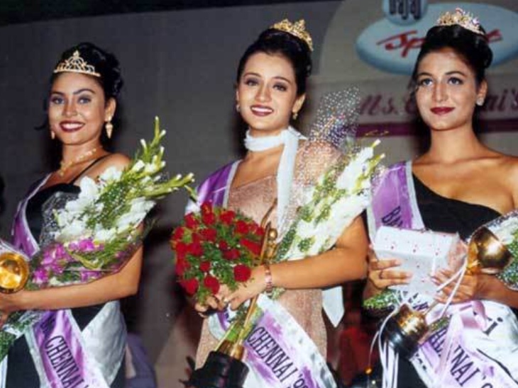 मिस चेन्नई की क्राउनिंग के दौरान ली गई तृषा की तस्वीर।