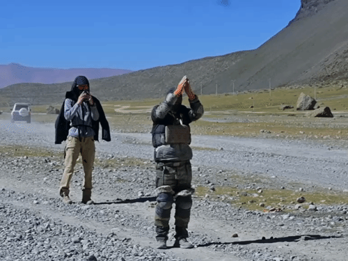 Devotees moving forward lying down after having darshan of Mount Kailash.- File photo