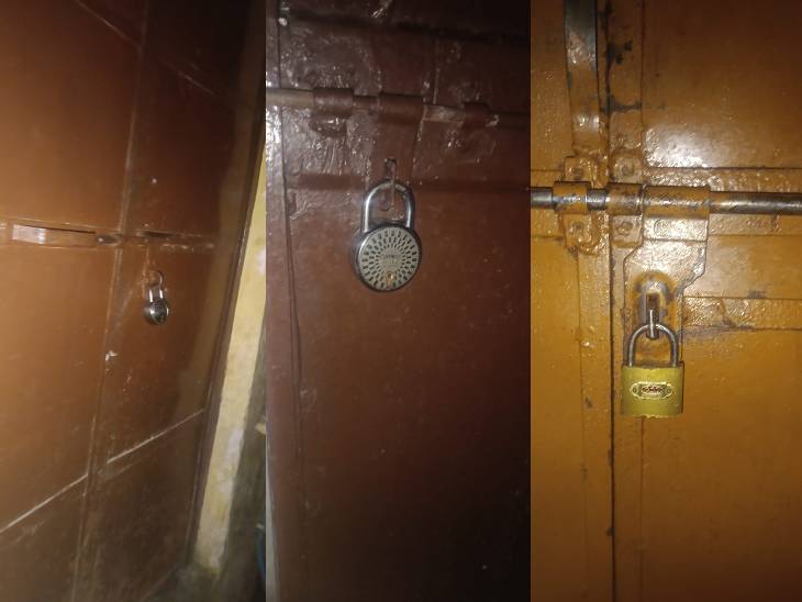कई आदिवासी घरों पर ताले लगे हैं।