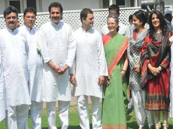 2014 में अपनी पार्टी का कांग्रेस में विलय करने के बाद राहुल और सोनिया गांधी के साथ कुलदीप बिश्नोई। (फाइल)
