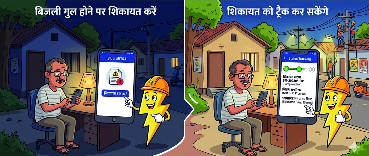 In case of power failure, you can track it by complaining to Bijli Mitra.