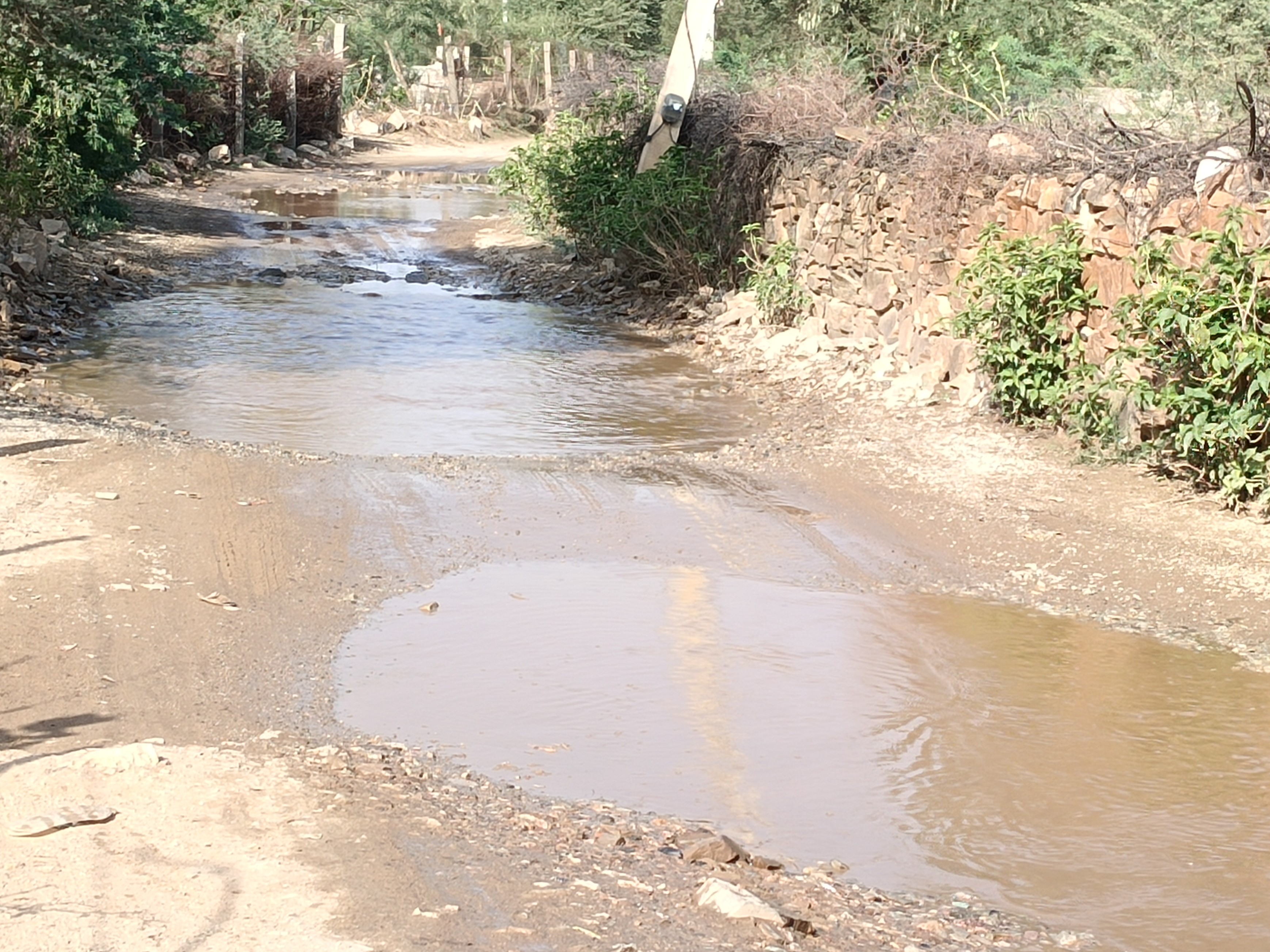 बारिश के दिनों में सड़क पर पानी भरने से रास्ता बंद हो जाता है।