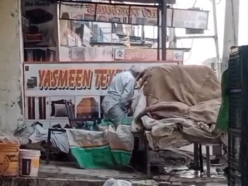 पंचकूला में वीडियो में एक व्यक्ति बर्फ की सिल्ली पर पेशाब करता दिखाई दे रहा है। - Dainik Bhaskar