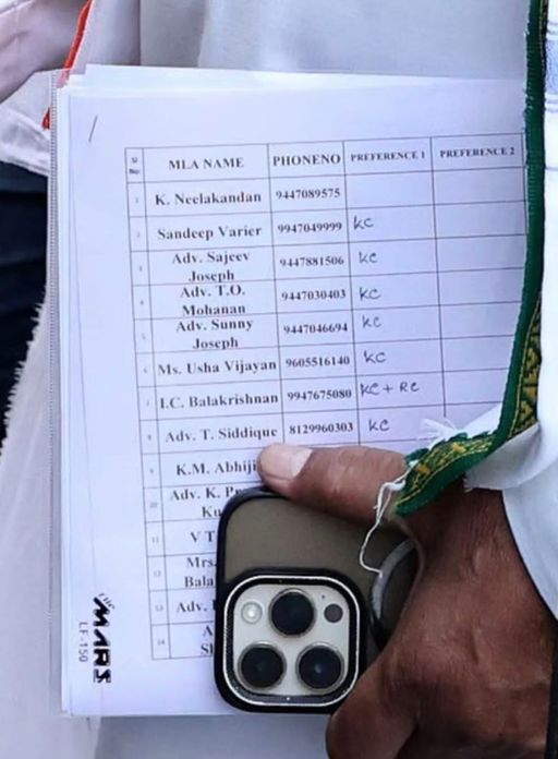 सोशल मीडिया पर वायरल फोटो में केरलम कांग्रेस अध्यक्ष सनी जोसेफ, संदीप जी वेरियर, सजीव जोसेफ, टीओ मोहन और ऊषा विजयन के वेणुगोपाल को समर्थन देने का दावा किया गया है।