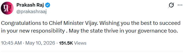 प्रकाश राज का ट्वीट।