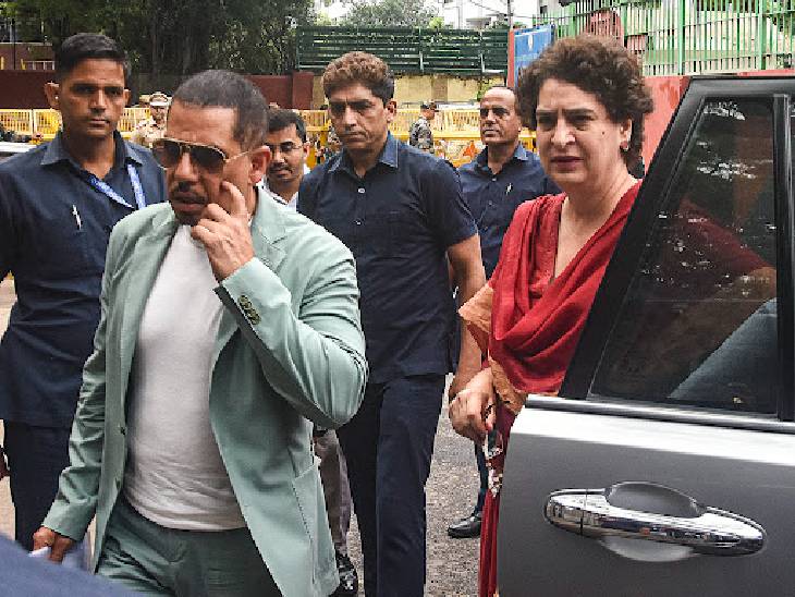 यह फोटो 14 जुलाई 2025 की है जब रॉबर्ट वाड्रा पूछताछ के लिए ED दफ्तर पहुंचे थे।