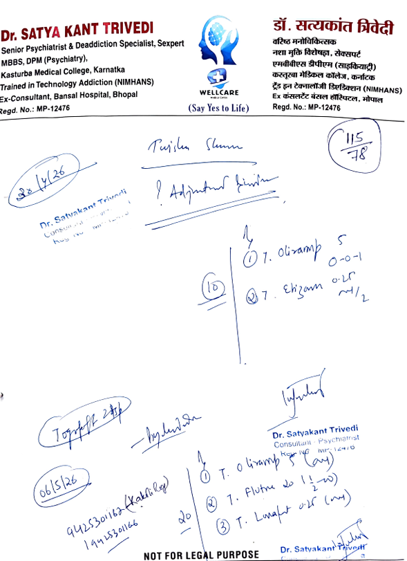 Twisha's psychiatrist's prescription, which Giribala has presented in court.