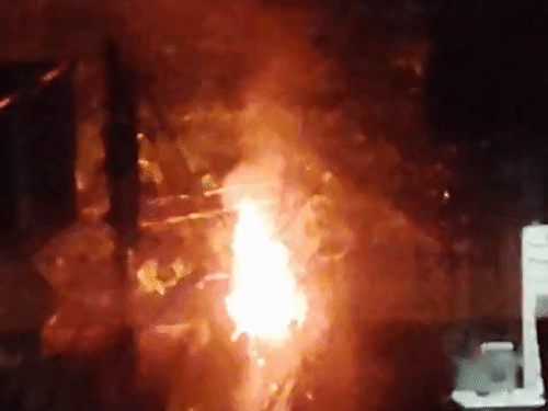 A massive fire broke out in the electricity pole.