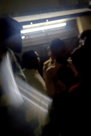 People came out onto the streets in Rajajipuram Saripur over power cuts.