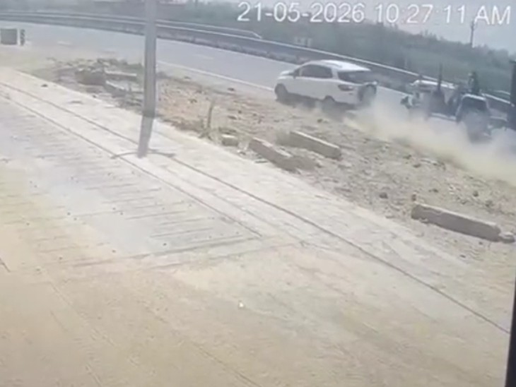अबोहर में कार डिवाइडर से टकराई:  ट्रैक्टर-ट्रॉली को बचाते समय हादसा, दोनों टायर फटे, CCTV आया सामने – Abohar News
