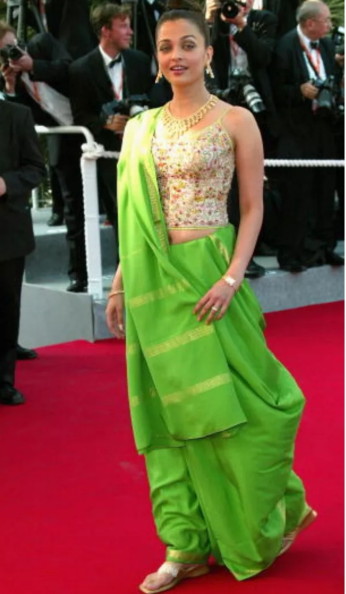 Aishwarya Rai wore flat footwear on the red carpet at Cannes 2004, although these are now banned.