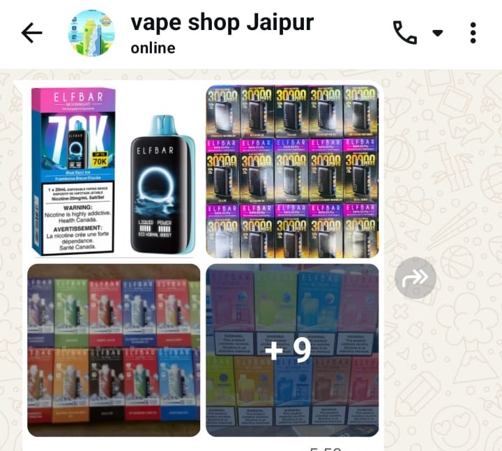 रिपोर्टर को ई-सिगरेट के अलग-अलग ब्रांड की फोटो भी वॉट्सएप की।