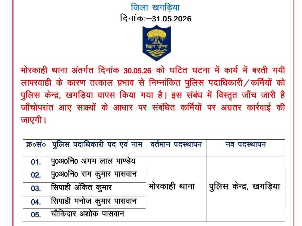 Khagaria Police Suspended | Inmate Death Morakahi Station SP Probe