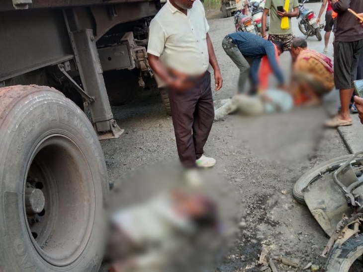 ट्रेलर की टक्कर से बाइक सवार की मौत, एक गंभीर घायल