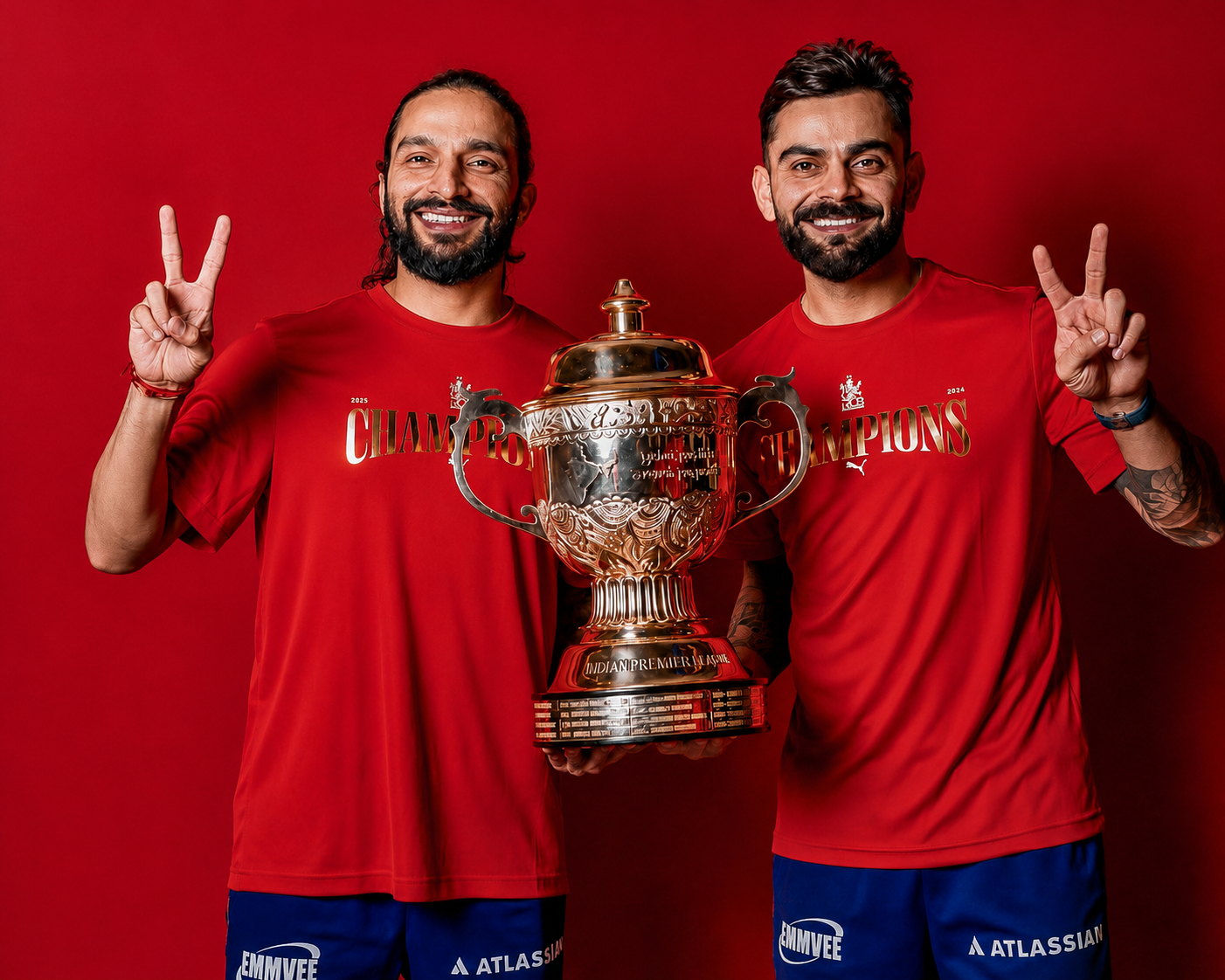 RCB ने फाइनल जीतने के बाद कोहली और रजत पाटीदार की ट्रॉफी के साथ फोटो पोस्ट की थी।