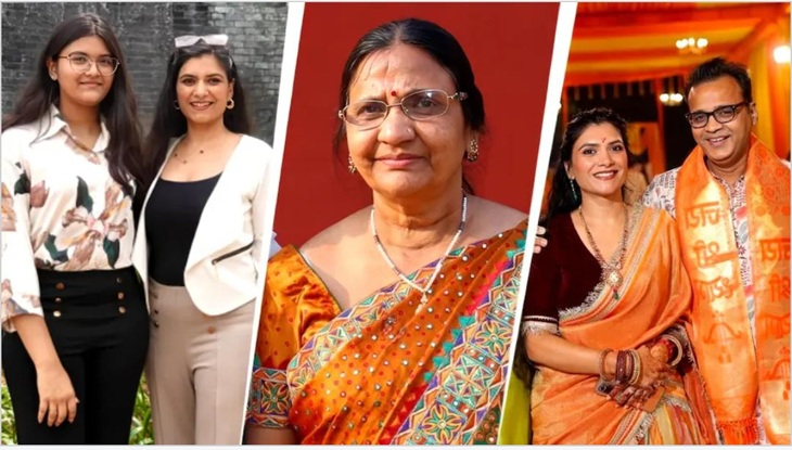 परिवार की तस्वीर, जिसमें बेटी जीविशा, विवेक की मां प्रेमलता और विवेक और उनकी पत्नी तर्जनी शामिल हैं।