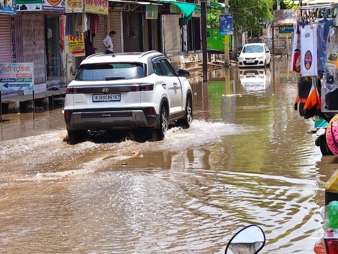 Maulasar Rajasthan Maulasar Waterlogging | Dhankoli Road Shops Flooded After Rain