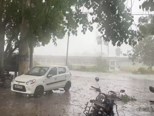 पटना के मोकामा में आंधी के साथ तेज बारिश हुई।